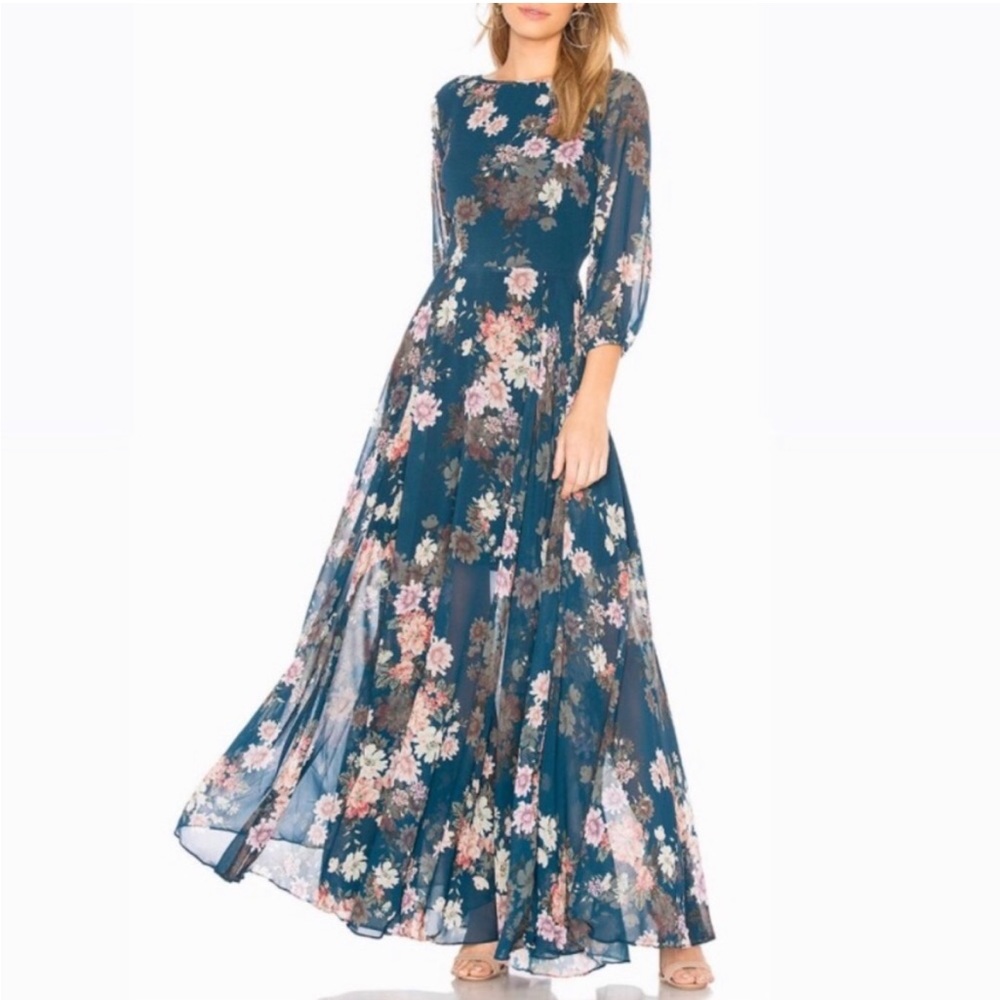 Yumi Kim TEAL Woodstock Maxi Dress Floral XS NWOT - Picture 5 of 10